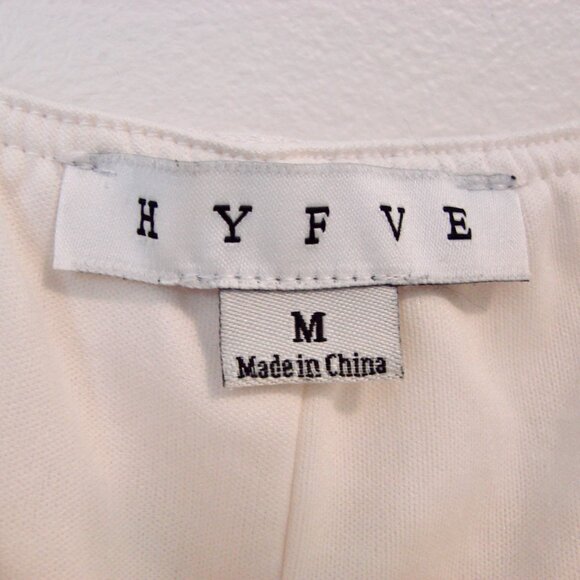 Hyfve Babydoll Mini Dress Cream Boho Tiered Ruffle Tie Sleeveless Straps Medium - Picture 6 of 13